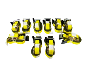 10-Pack 2" x 30' Ratchet Strap with Flat Hooks - 3333lb WLL
