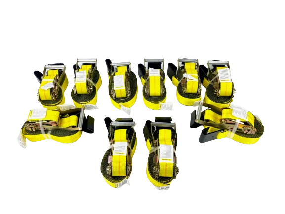 10-Pack 2" x 30' Ratchet Strap with Flat Hooks - 3333lb WLL