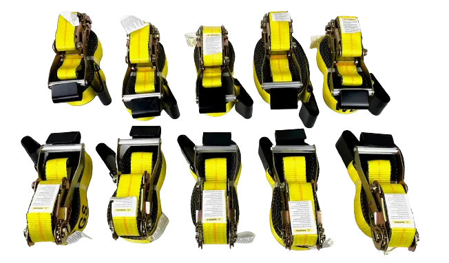 10-Pack 2" x 30' Ratchet Strap with Flat Hooks - 3333lb WLL