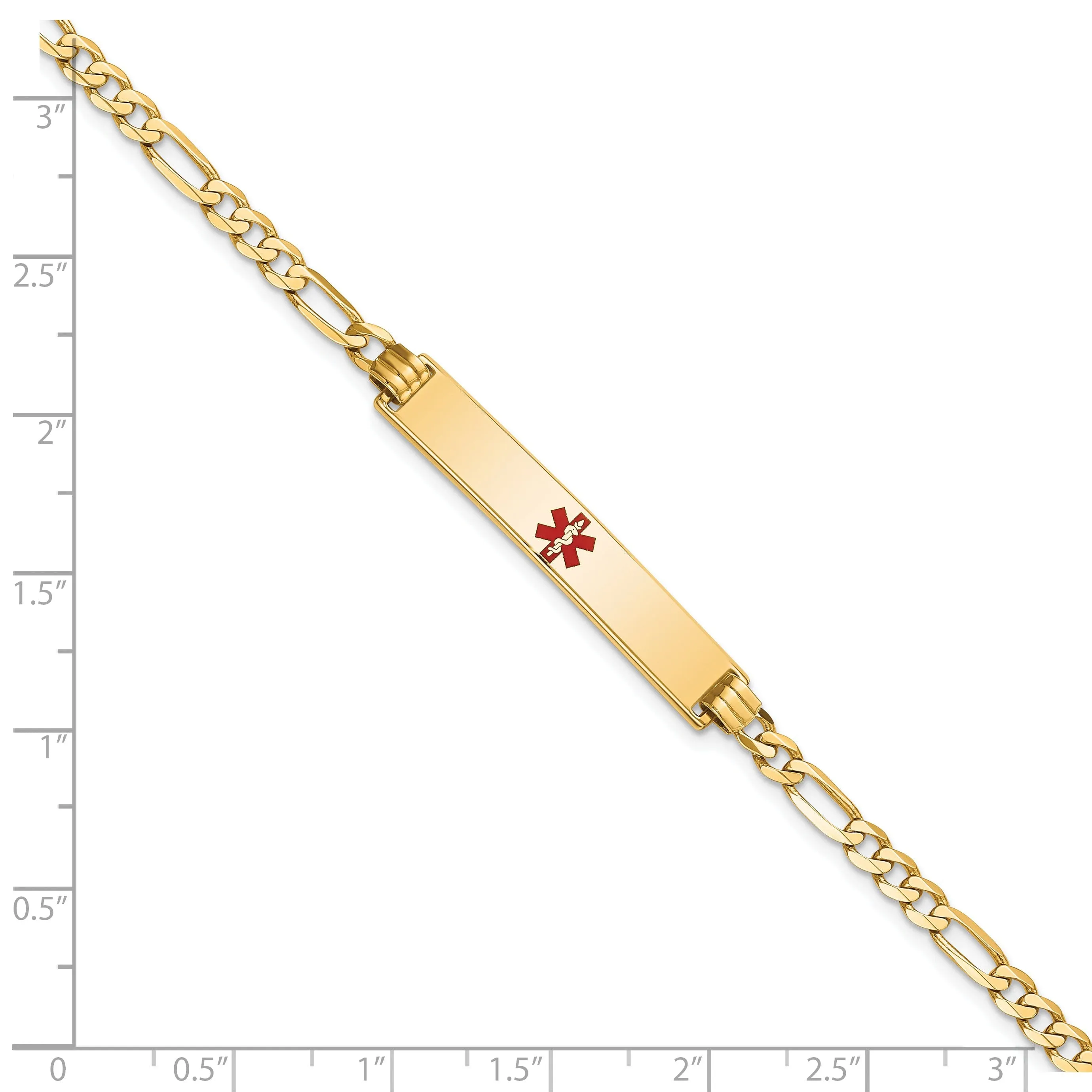 14K Yellow Gold Figaro Link Medical ID Bracelet