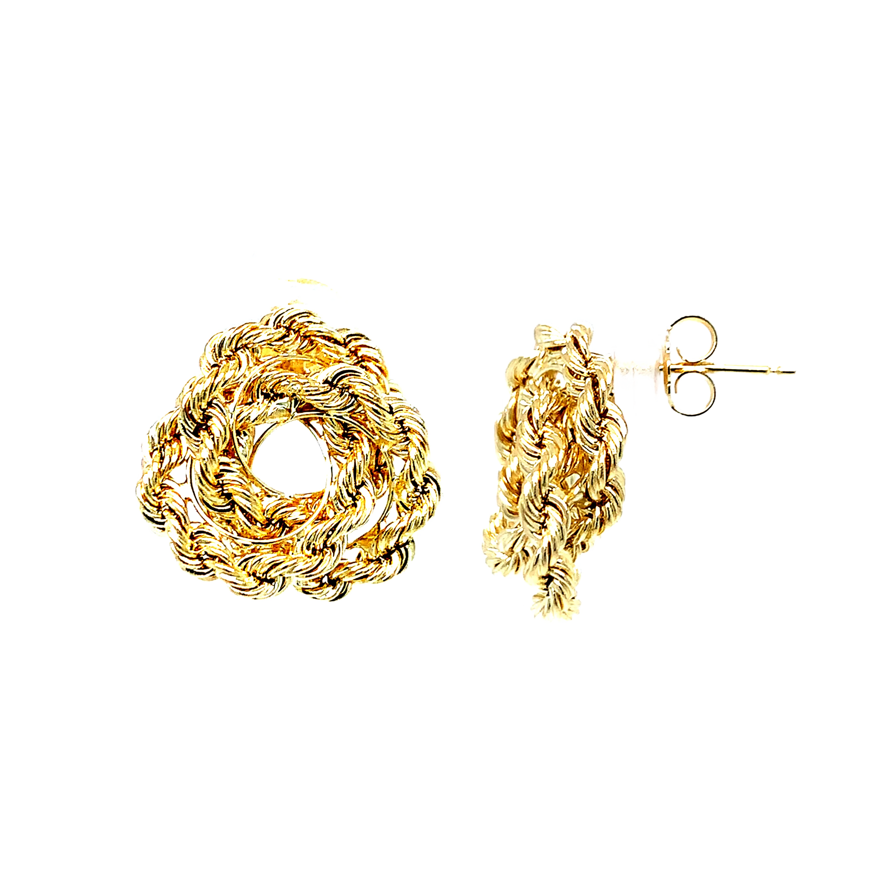 14K Yellow Gold Rope Chain Earrings