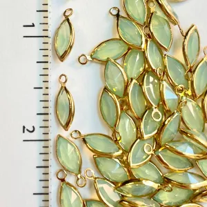 25 pieces of Swarovski Channel Charm in Chrysolite Opal/Gold 10mmx5mm