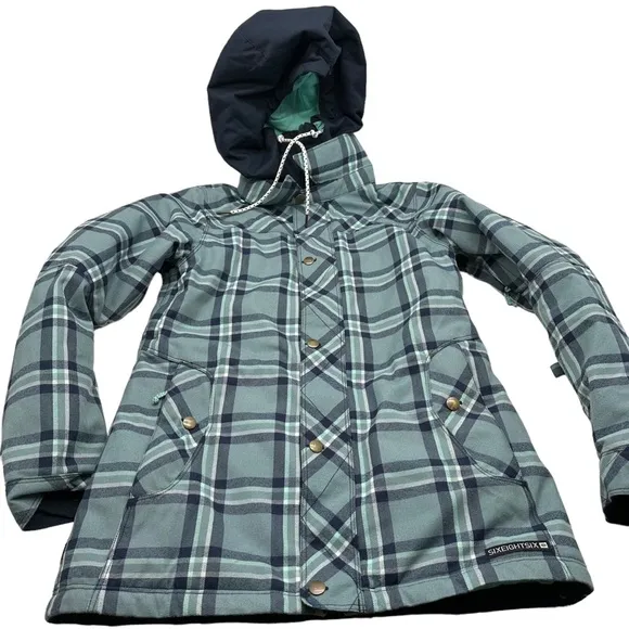 686 Infidry Womens XS Ski Snowboard Jacket Coat Sherpa Plaid Thermal Winter Coat