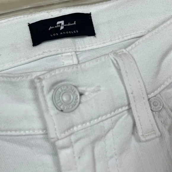 7 FOR ALL MANKIND White Braided Ankle Skinny Midrise Denim Jeans Size 26 $225