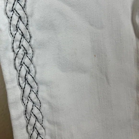 7 FOR ALL MANKIND White Braided Ankle Skinny Midrise Denim Jeans Size 26 $225