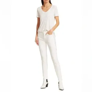 7 FOR ALL MANKIND White Braided Ankle Skinny Midrise Denim Jeans Size 26 $225