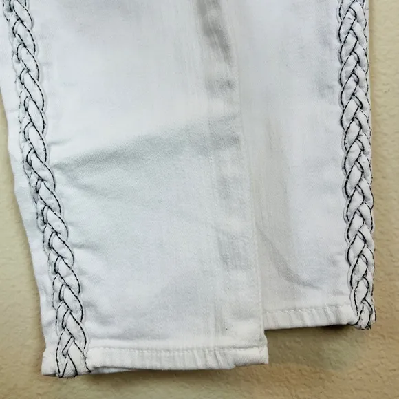 7 FOR ALL MANKIND White Braided Ankle Skinny Midrise Denim Jeans Size 26 $225