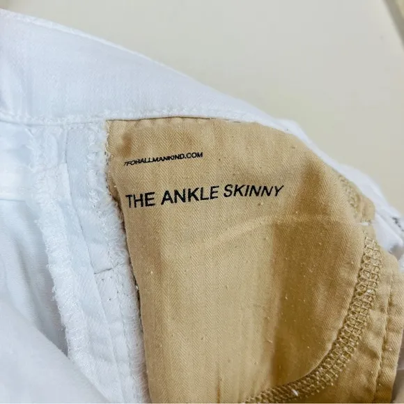 7 FOR ALL MANKIND White Braided Ankle Skinny Midrise Denim Jeans Size 26 $225