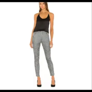 7 For All Mankind Gray New High Waist Ankle In Metallic Zebra 24 Skinny …