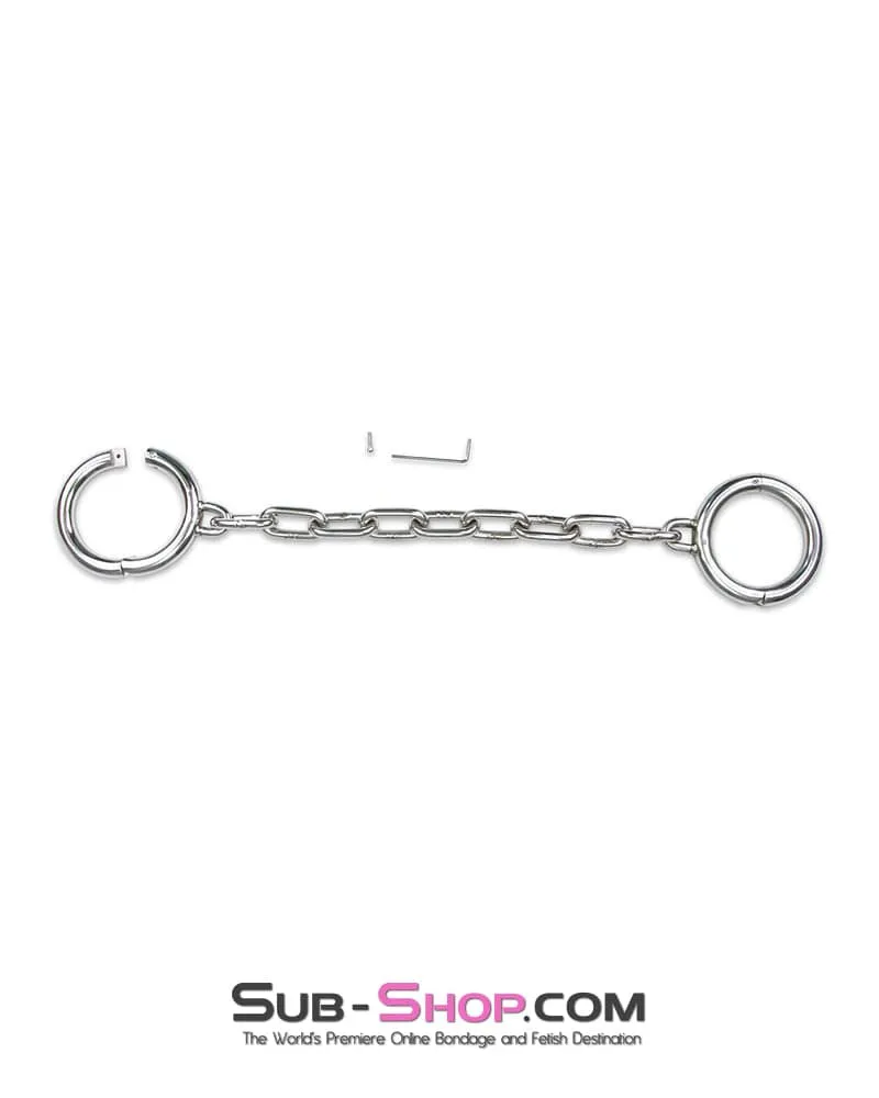 7142M-SIS      Sissy Slave Heavy Bondage Stainless Steel Ankle Manacles, Small / Medium