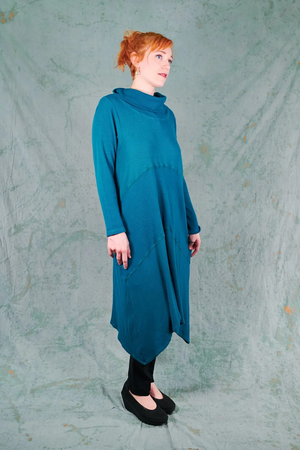 7220 Druid Cowl Dress-Turquoise-U