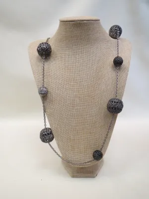 ADO | Long Silver Ball Necklace