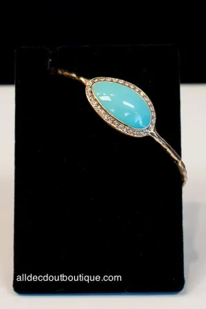 ADO | Metal Bangle Bracelet with Turquoise Stones