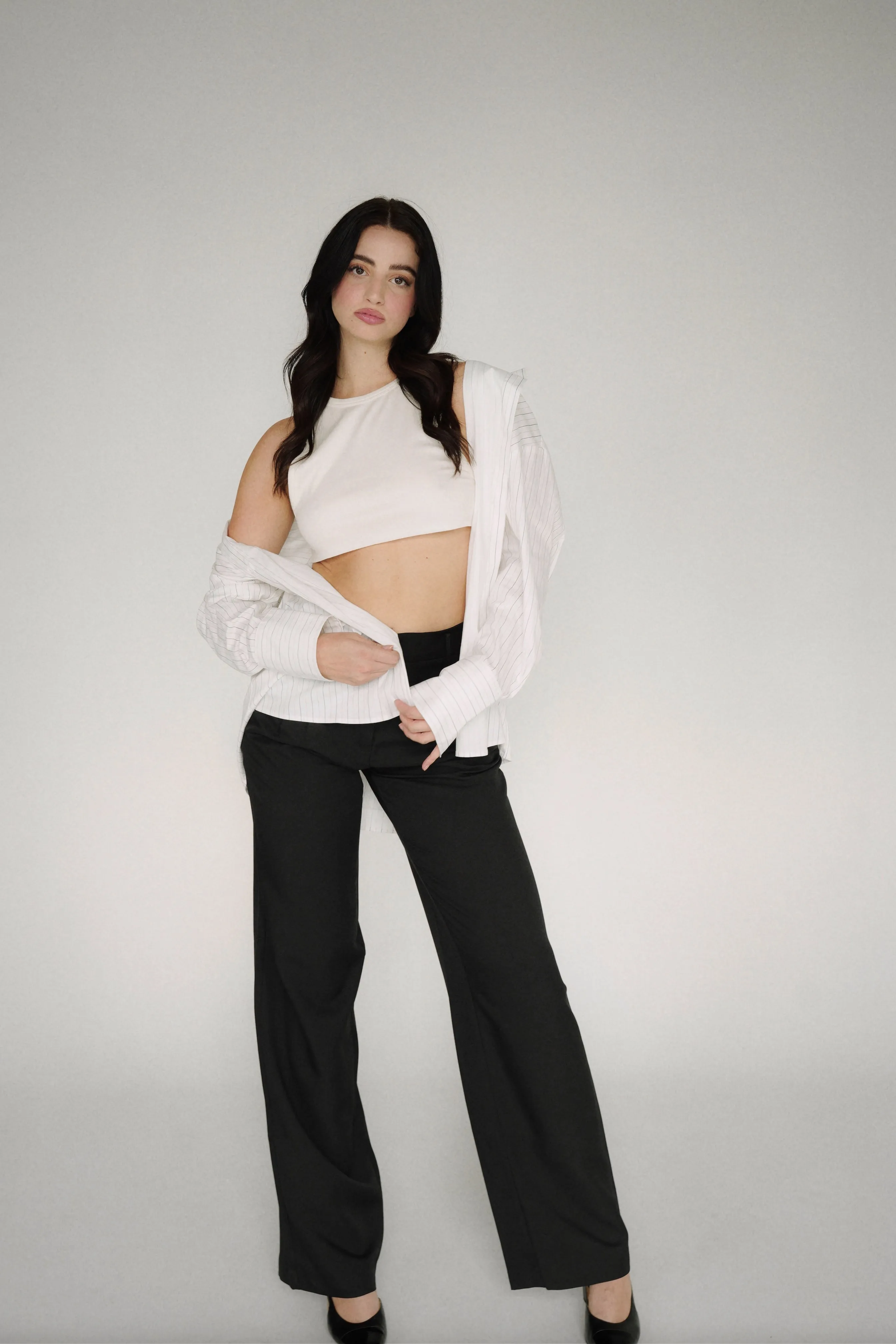 Amber Shirt White Pink Stripe