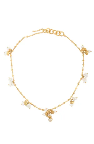 ANKLE BRACELET WITH DANGLING PEARLS