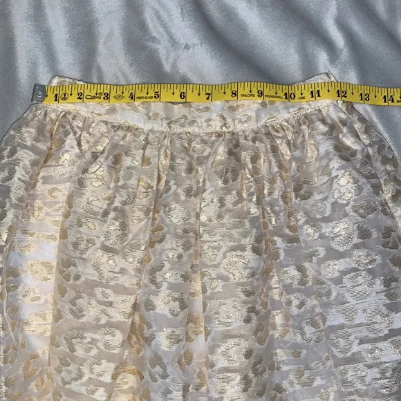 Anthropologie Pankaj &amp; Nidhi Burnout gold cream Metallic Maxi full Skirt Small