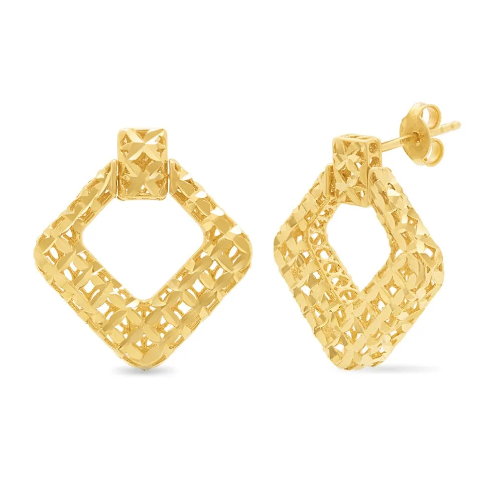 Athena Filigree Square Hoops in 9ct Yellow Gold