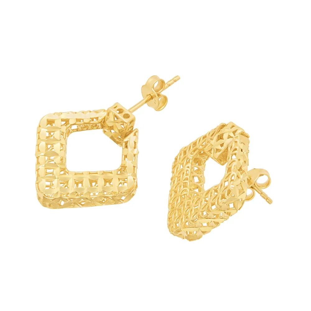Athena Filigree Square Hoops in 9ct Yellow Gold