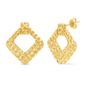 Athena Filigree Square Hoops in 9ct Yellow Gold