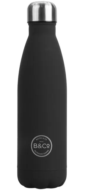 B&Co 500ml Bottle Flask Rubberised Black