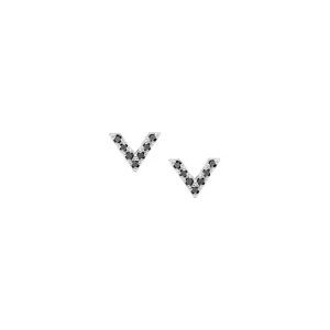 Black Diamond Dagger Studs | White Gold