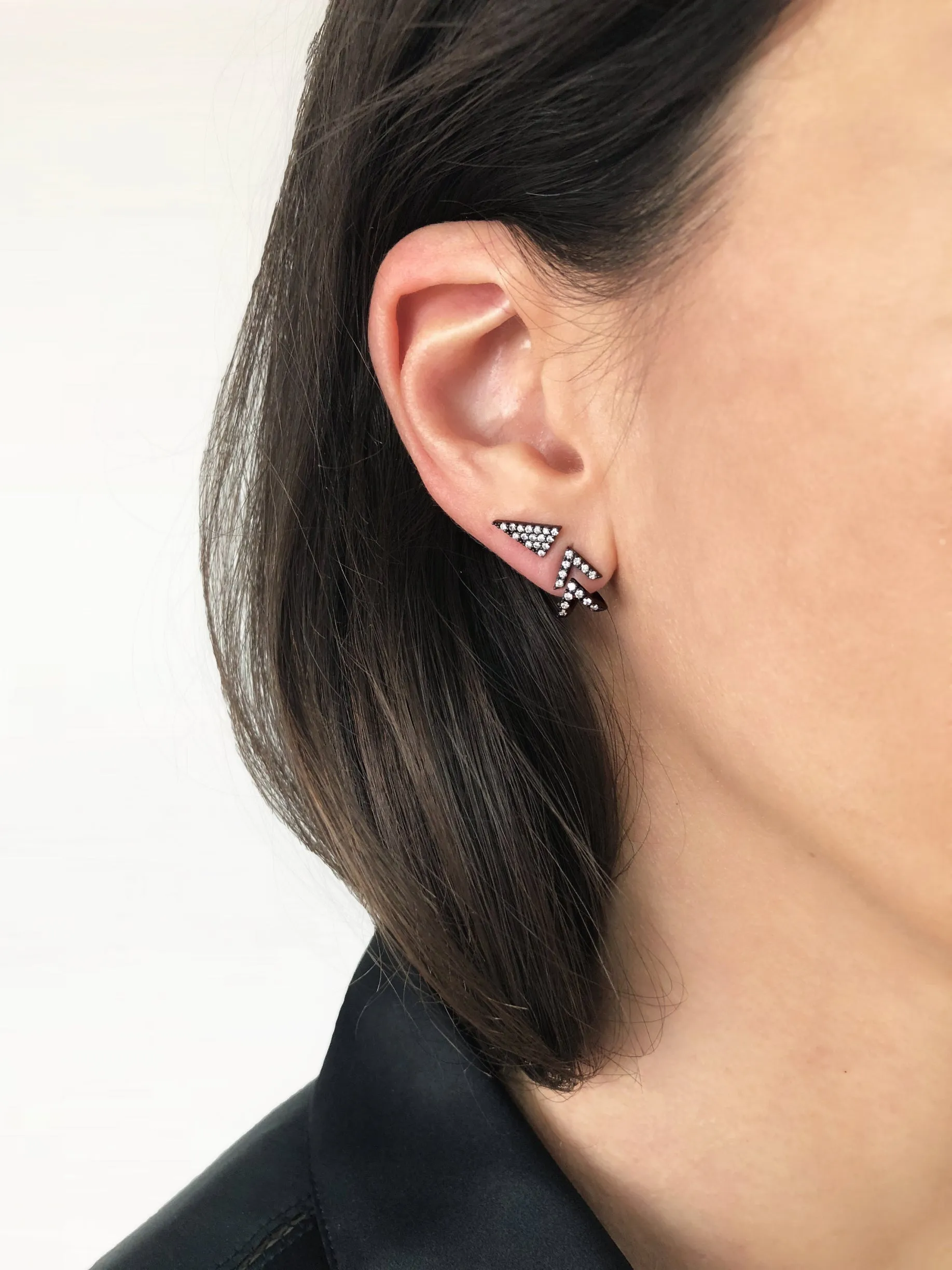 Black Diamond Dagger Studs | White Gold