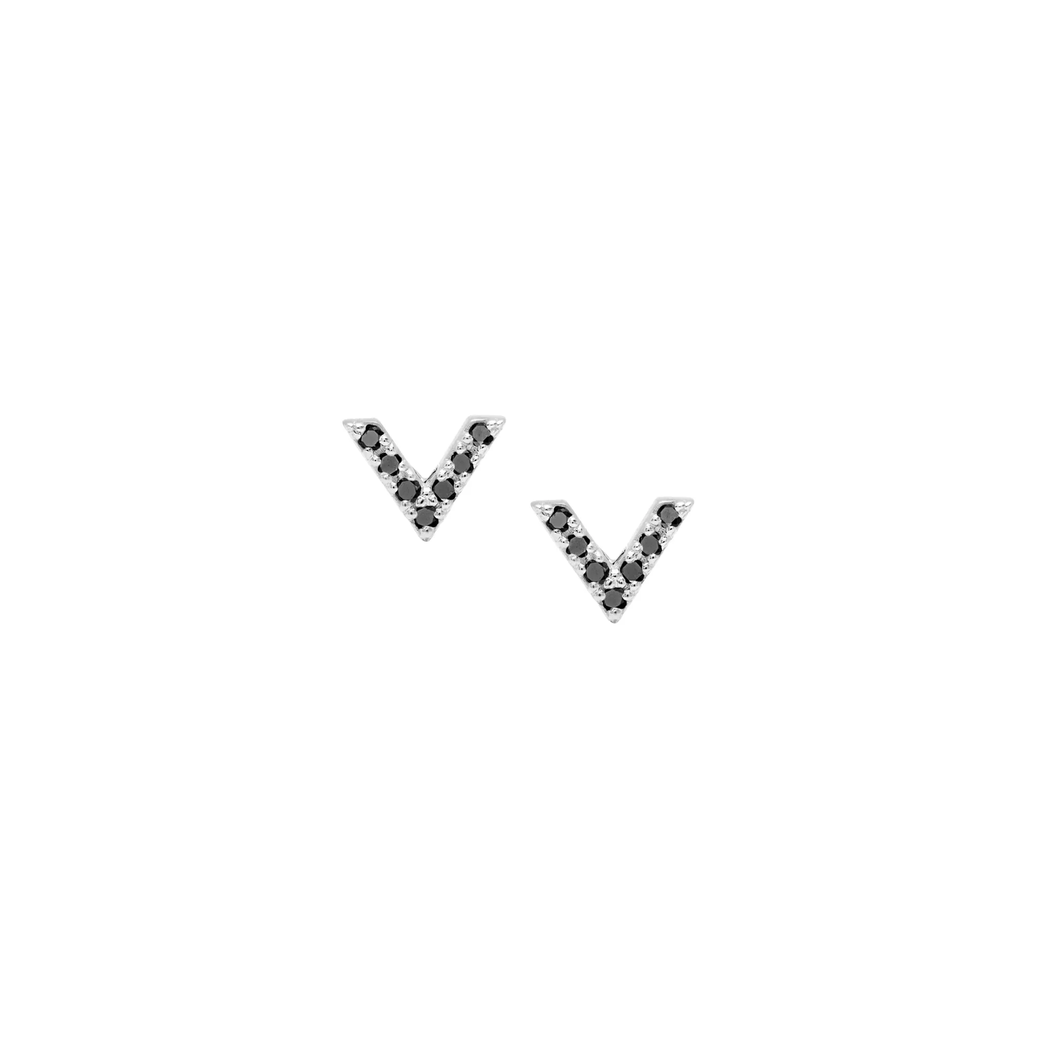 Black Diamond Dagger Studs | White Gold