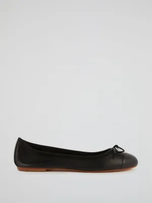 Black Leather Ballerina Shoes