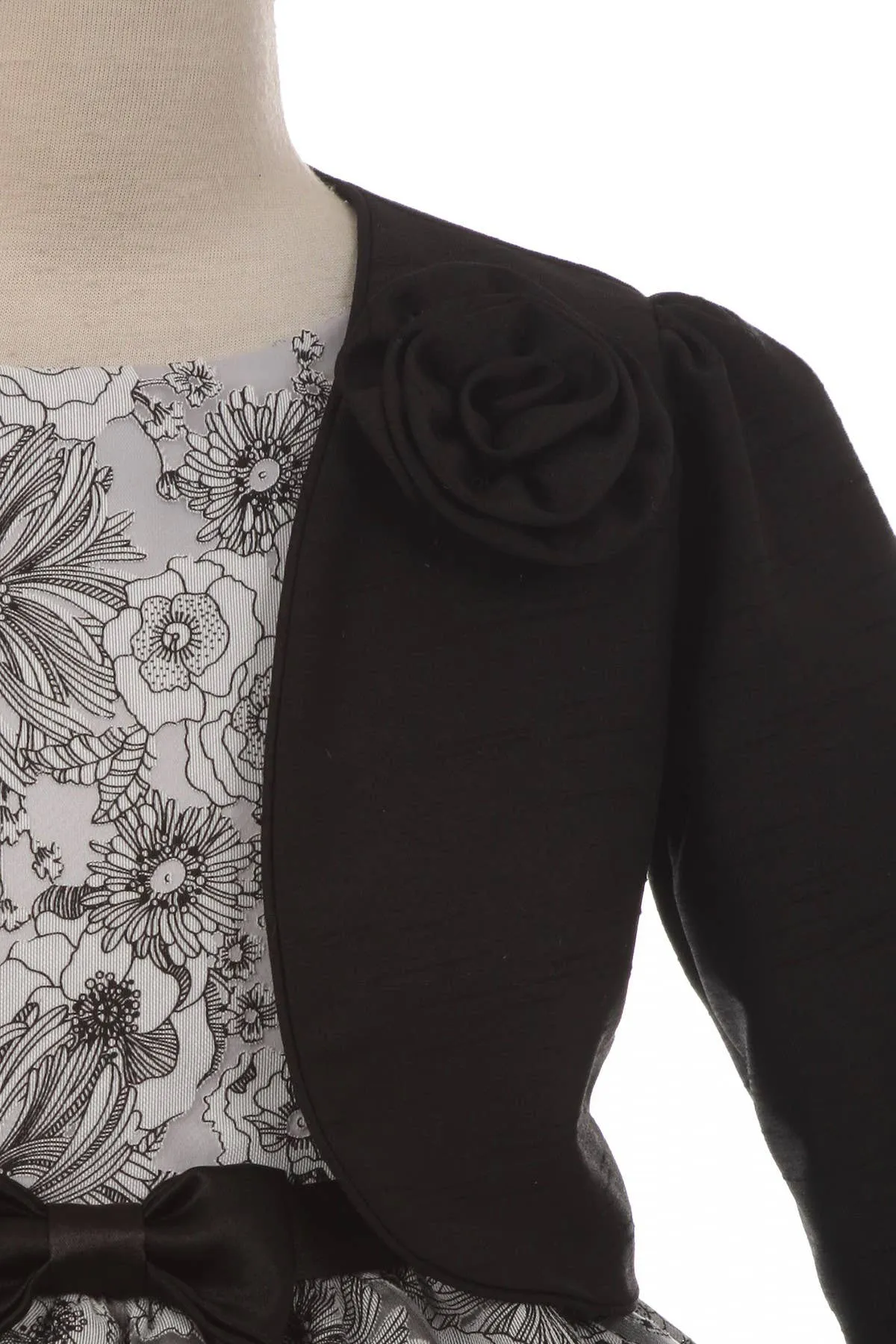 Black Long Sleeve Satin Bolero for Girls