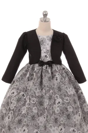 Black Long Sleeve Satin Bolero for Girls