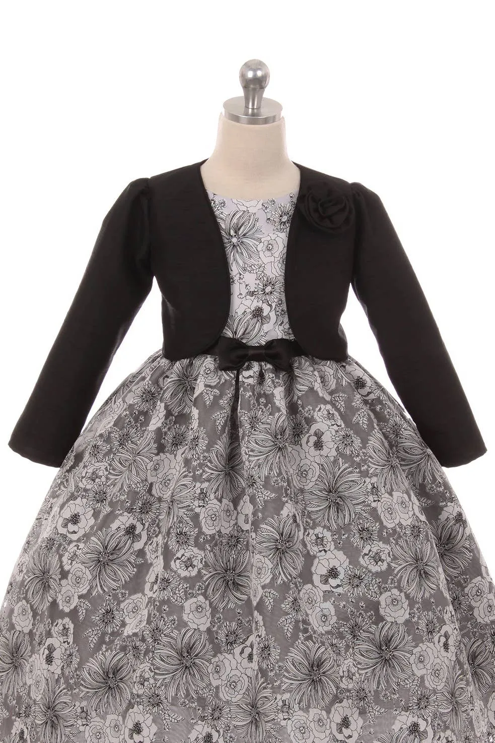 Black Long Sleeve Satin Bolero for Girls