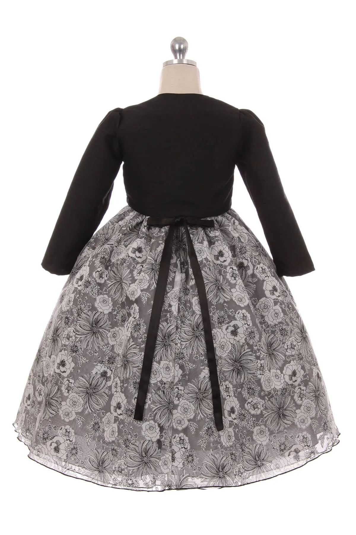 Black Long Sleeve Satin Bolero for Girls
