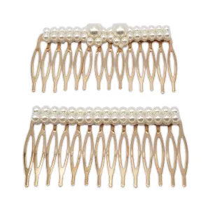 Blossom Hair Comb w/ Pearls (2 pcs)