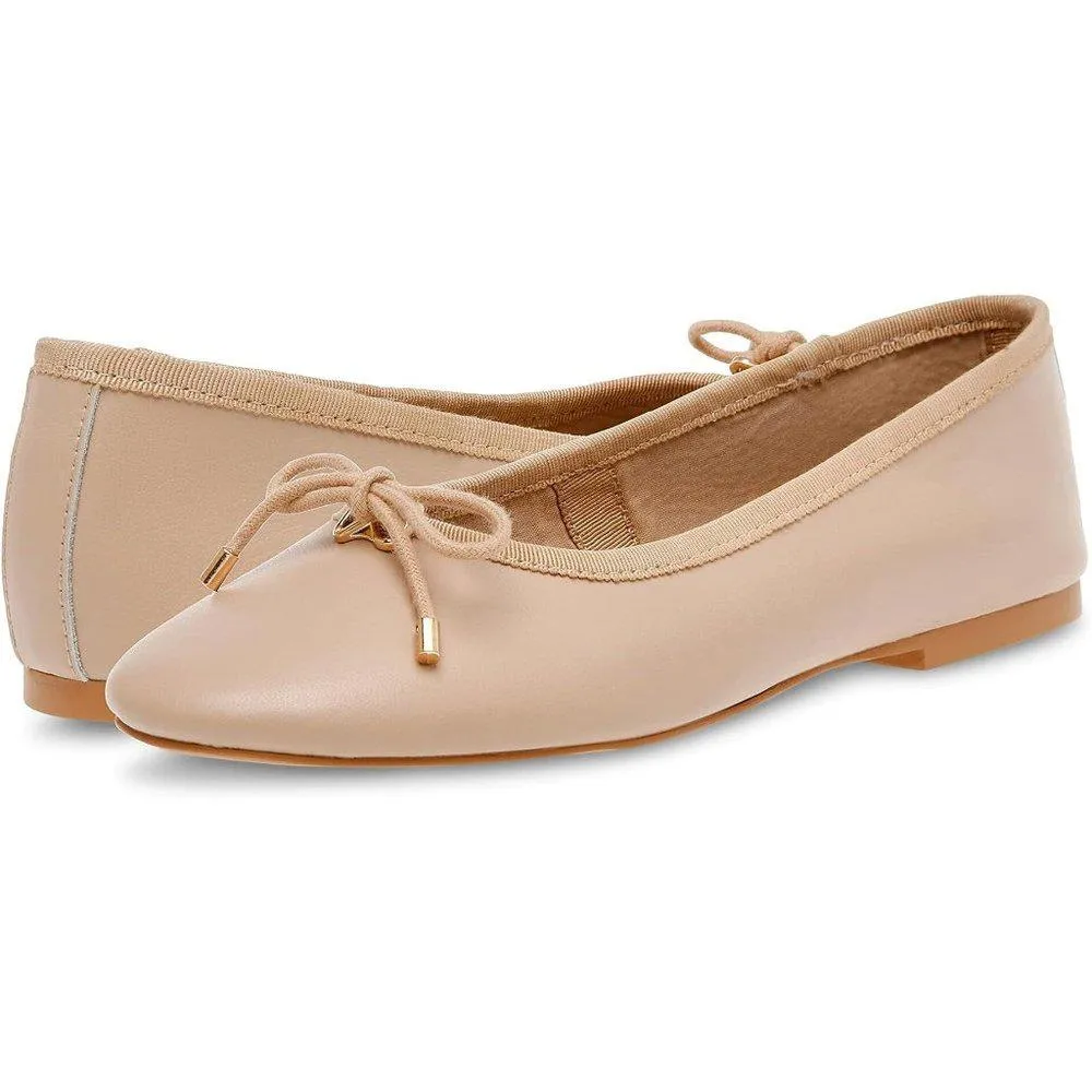 Blossoms Natural Leather Ballet Flats