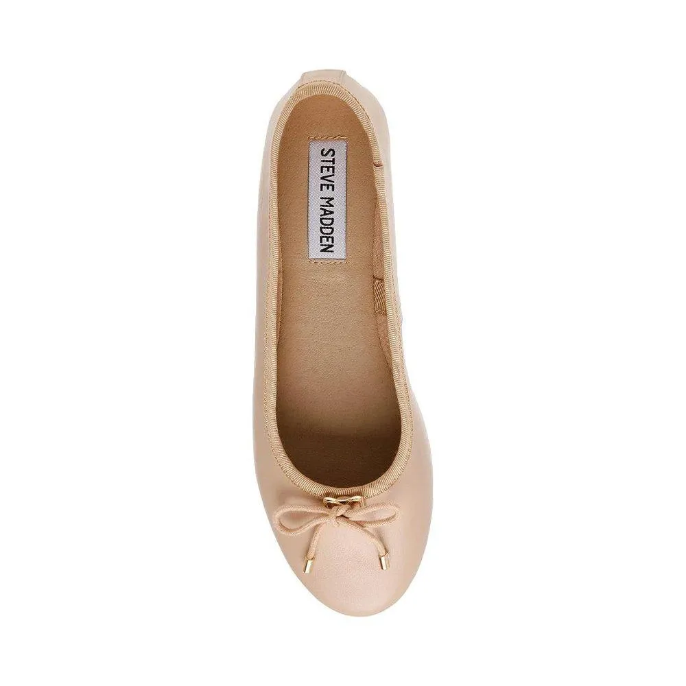 Blossoms Natural Leather Ballet Flats