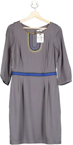 Boden Pewter Carla Embroidered detail Tunic Dress UK 8