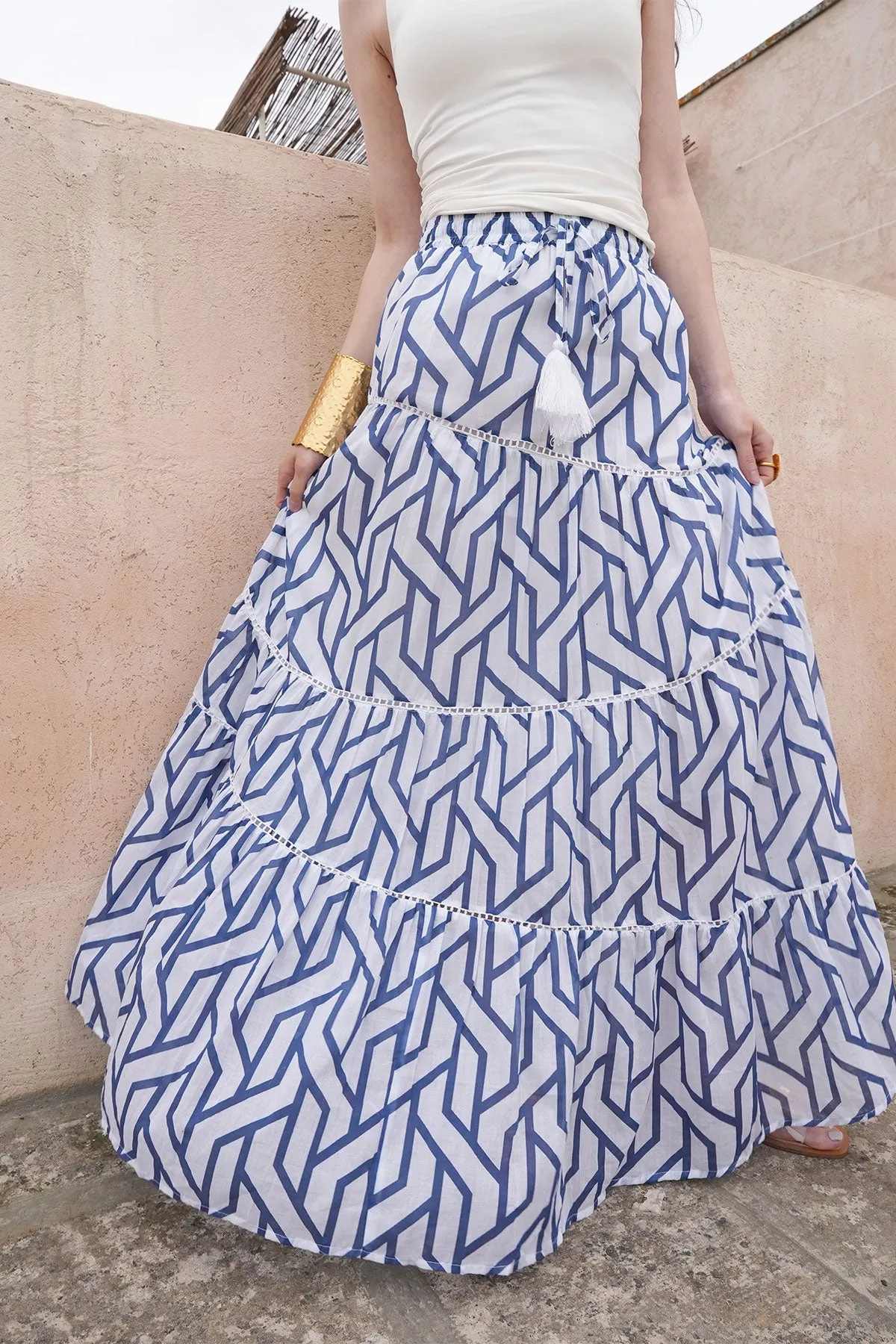 Boheme Maxi Skirt White