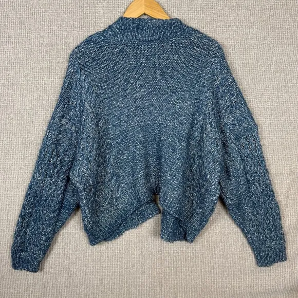 Cabi Astral Open Cardigan Teal Blue Chunky Cable Knit Knit Sweater Cozy Sz M