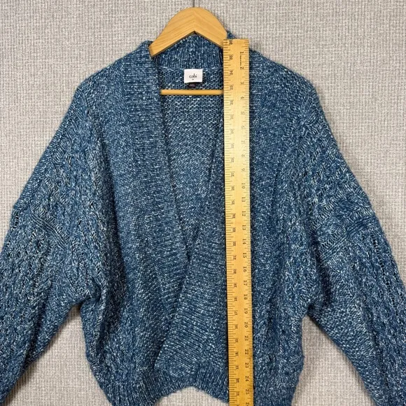Cabi Astral Open Cardigan Teal Blue Chunky Cable Knit Knit Sweater Cozy Sz M