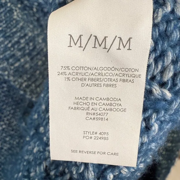 Cabi Astral Open Cardigan Teal Blue Chunky Cable Knit Knit Sweater Cozy Sz M