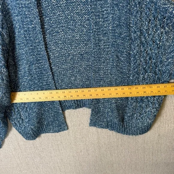 Cabi Astral Open Cardigan Teal Blue Chunky Cable Knit Knit Sweater Cozy Sz M