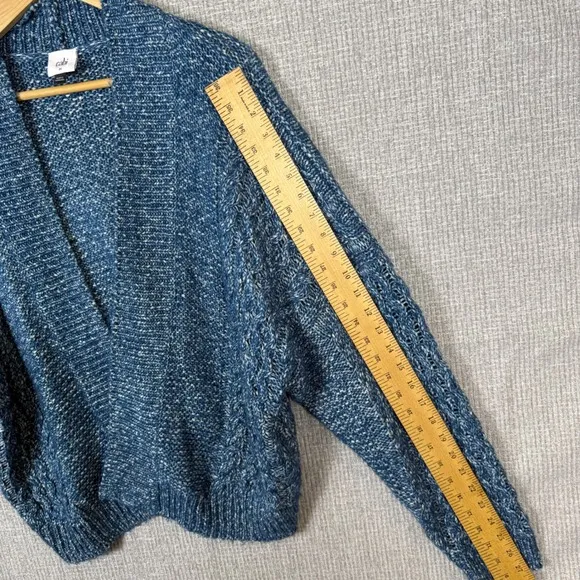 Cabi Astral Open Cardigan Teal Blue Chunky Cable Knit Knit Sweater Cozy Sz M