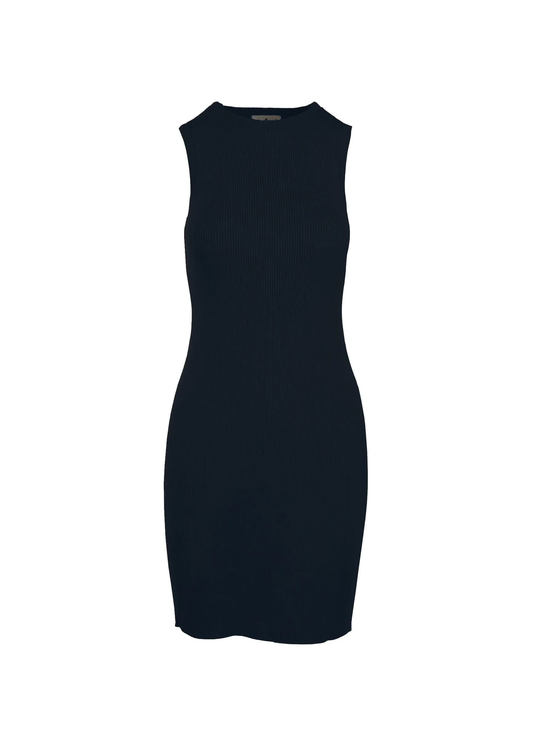 CAITLIN SLEEVELESS RIB DRESS - BLACK