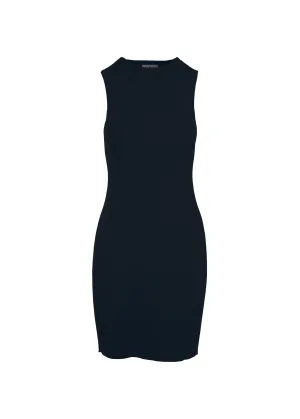 CAITLIN SLEEVELESS RIB DRESS - BLACK