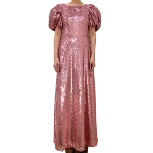 Carolina Herrera Pink Sequin Puff Sleeve Long Dress, 6