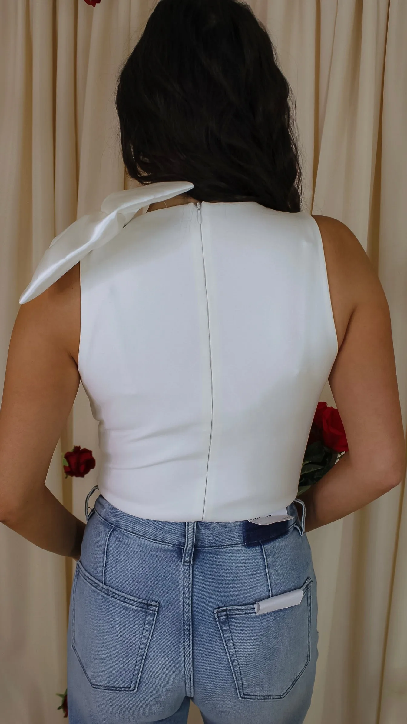Carry-Anne White Bow Bodysuit