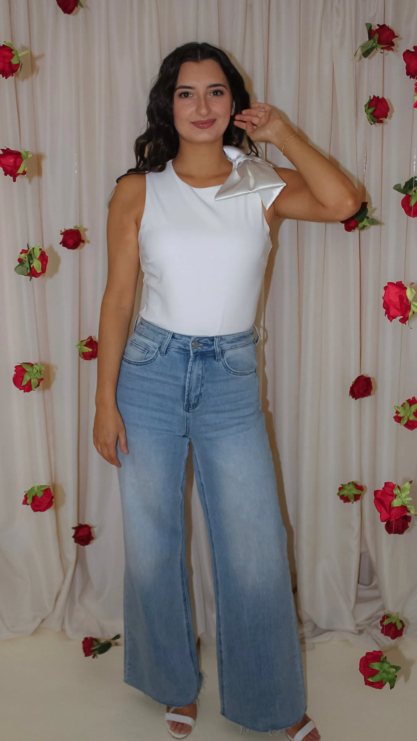 Carry-Anne White Bow Bodysuit