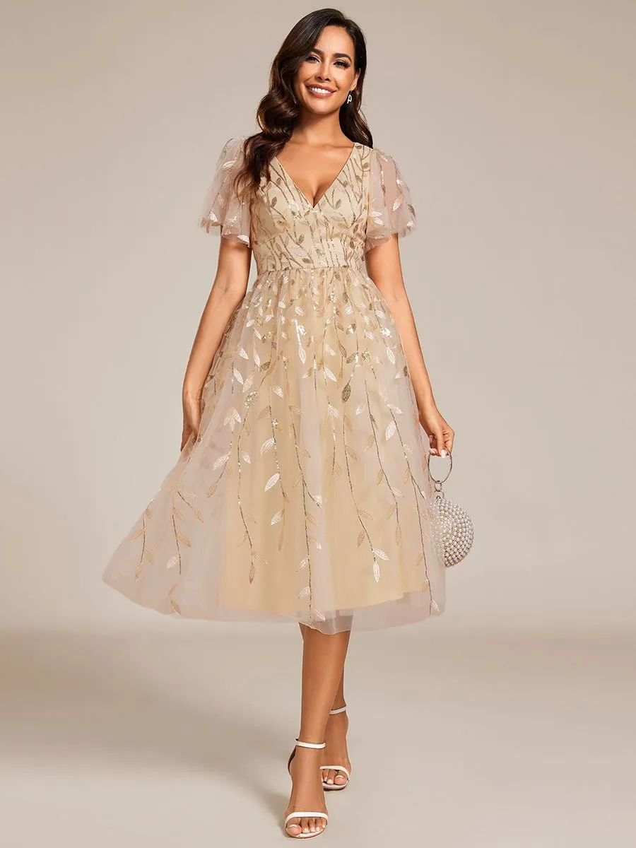 Clarice sleeved light gold midi wedding dress Express NZ Wide