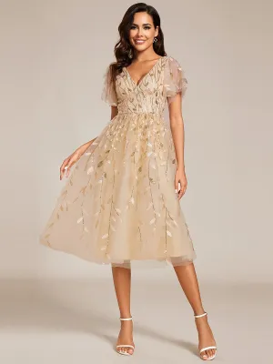 Clarice sleeved light gold midi wedding dress Express NZ Wide