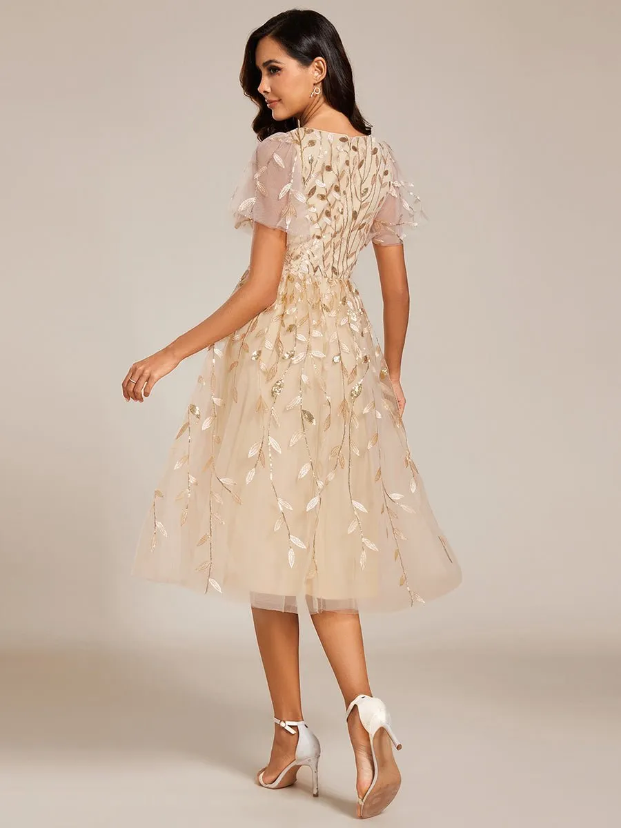 Clarice sleeved light gold midi wedding dress Express NZ Wide
